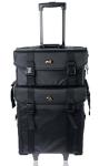Stackable Adjustable Makeup Soft Trolley Case , Makeup Beauty Trolley Black