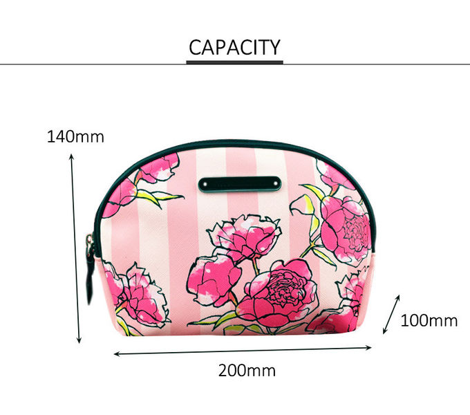 Flower Printing Zipper Closure Lipstick Travel Toiletry Bag