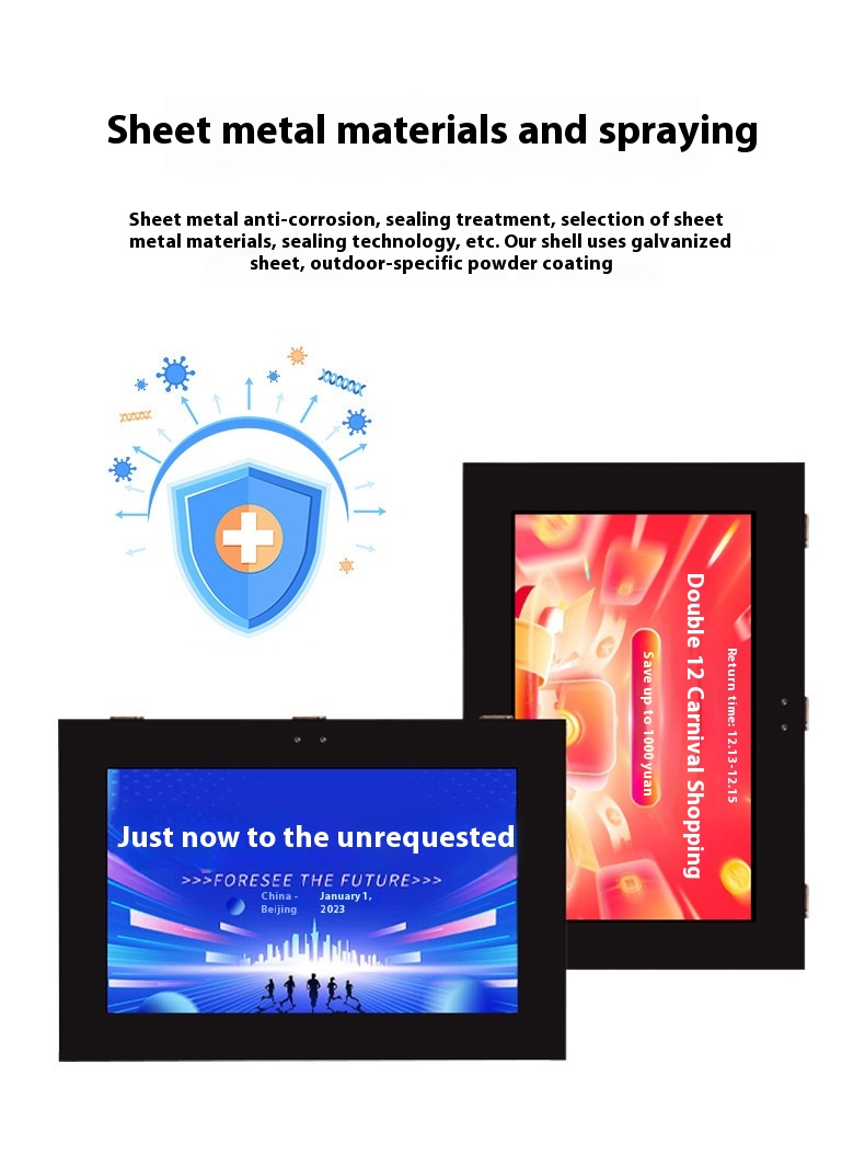 High Brightness Waterproof Lightning-Proof Outdoor Wall-Mounted Advertising Machine Sunscreen LCD Display for Outdoor Ads