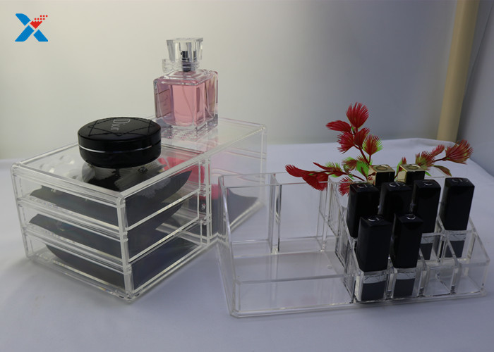 Eco Friendly Acrylic Makeup Organiser With Drawers Display Storage Box