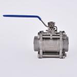 Stainless Steel 304 3PC Ball Valve for Water Media Silver Tri-Clamp Clover Pipe