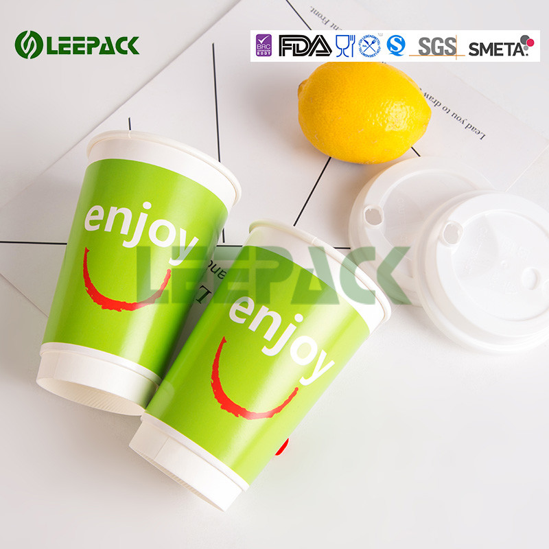 Custom design printed insulated takeaway paper hot drink coffee cups with lids wholesale
