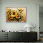 Sunflower Palette Knife Oil Painting Flowers Wall Art For Bedroom