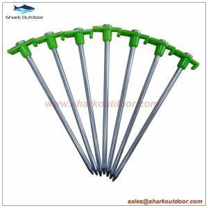 China Heavy duty steel tent peg tent stake with plastic head 23cm or 25cm factory