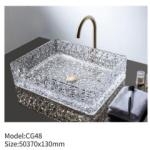 Clear Crystal Glass Hotel Bathroom Oval Table Wash Basin Sink Transparent