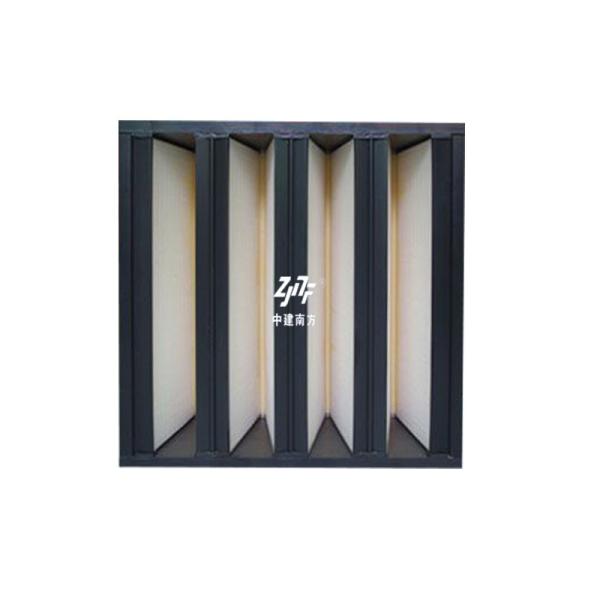 China Custom W Cell Air Filters , Plastic Frame Glass Fiber H14 HEPA V Bank Filter factory