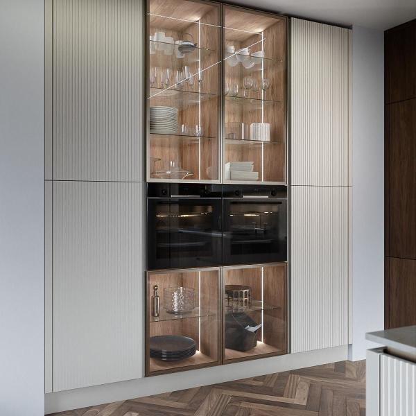 Wall Mounted Home Lacquer or Finish Modern Design Kitchen Cabinet Complete Set Wood Storage