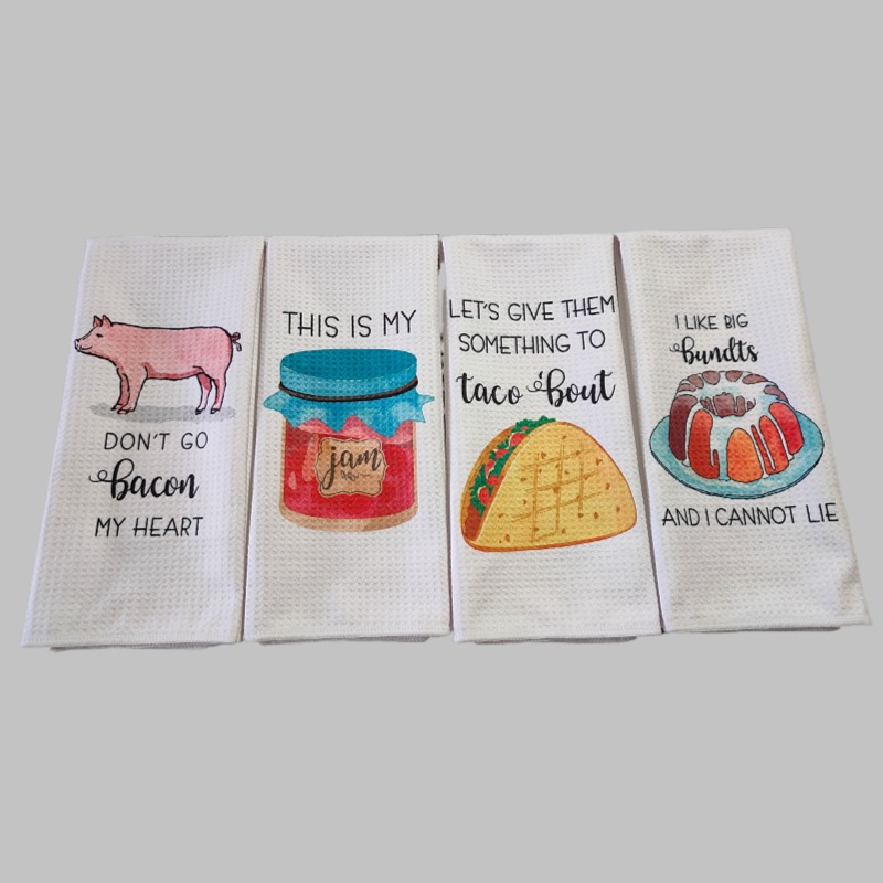 WHITE Waffle Weave Tea Towel Sublimation Blank Kitchen Towel for Custom Printing
