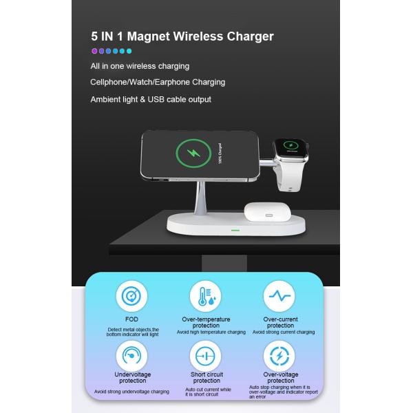 5 In 1 Fast Magnetic Charger Wireless For IPhone 16 15 14 13 12 Pro/Max/Plus/Mini, AirPods