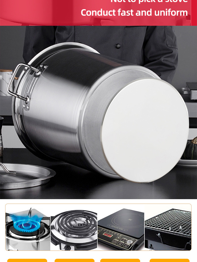 Factory Direct Sale Kitchen Cooking Pots Cookware 304 Stainless Steel Soup Bucket Metal Large Capacity Stock Bucket