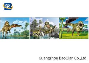 China Customized Dinosaur 3D Lenticular Printing With Framed , 3D Lenticular Flip Picture factory