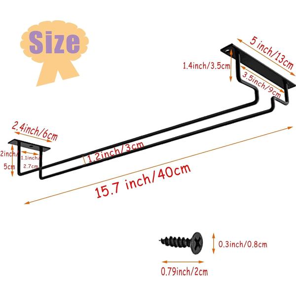 Living Room Stemware Rack 15.8-Inch Long Single Rail Metal Wine Glass Storage Holder