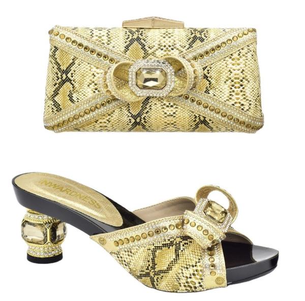 Women's Spring Season PU High Heel Shoes and Matching Bags Set Perfect for