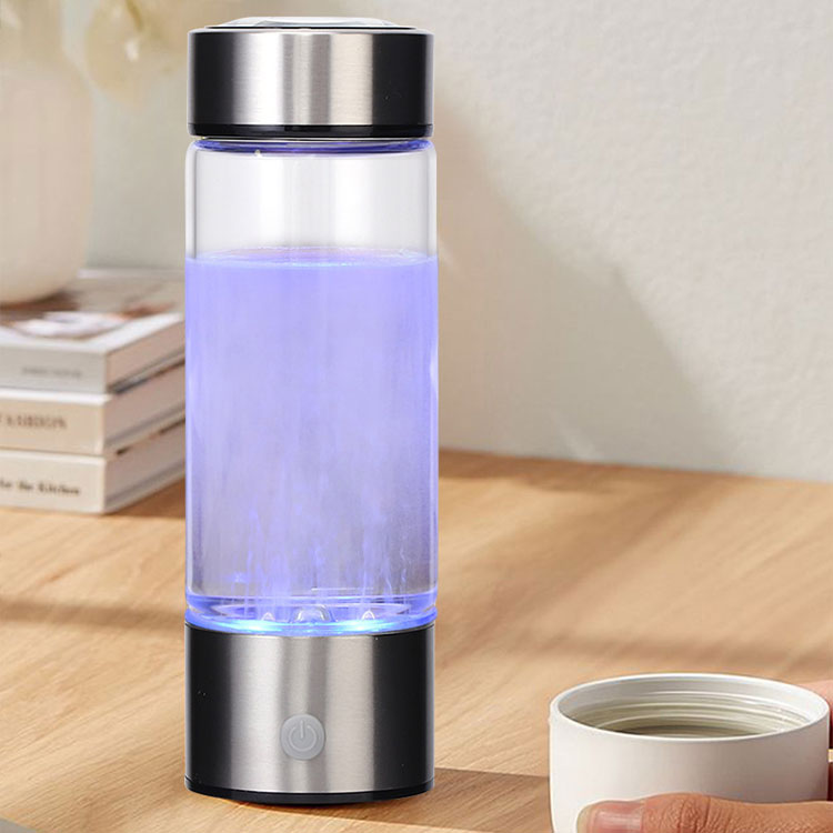 Rechargeable Portable Glass Hydrogen Water Generator Bottle with 420-450ML Capacity