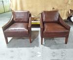 Vintage Leather Leisure Chair With Leather Arms Wooden Legs