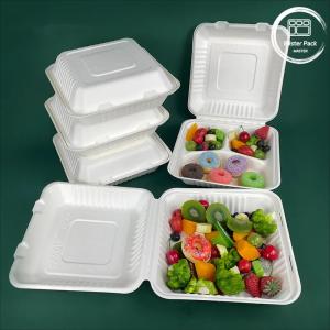 China 100% Sugarcane Bagasse 9x9 Clamshell Recyclable Takeaway Boxes Home Compostable 1 Compartment factory