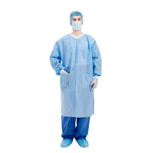 Single Collar PP Disposable Lab Coats ISO13485 Standard