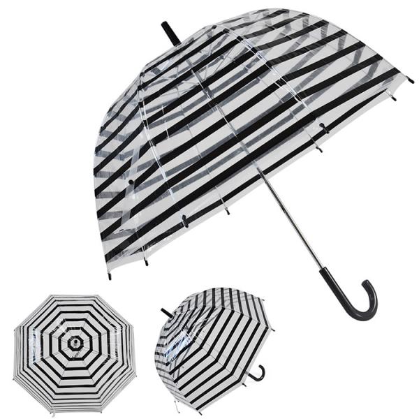 China Small Manual Open See Through Umbrella Stripe Transparent Bubble Umbrella factory