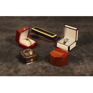 Unique design brown wooden watch box with PU leather outside