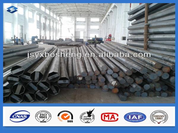 69kv Voltage Square steel pole 9m 30FT height Carbon structural steels round