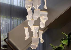 China Nordic Luxury Hotel Large Big Led Ceiling Lobby Glass Pendant Chandelier Crystal Modern Atmosphere Light factory