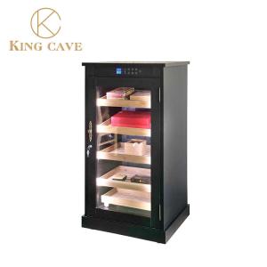 China Lockable Digital LED Light Cedar Shelves Electric Cigar Cooler Humidor Cabinet factory