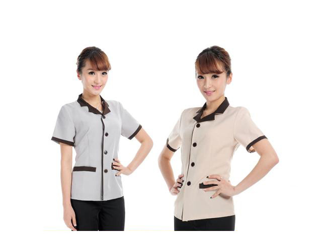 Summer Stylish Hotel Restaurant Staff Uniform Any Size With Two Lower Pockets