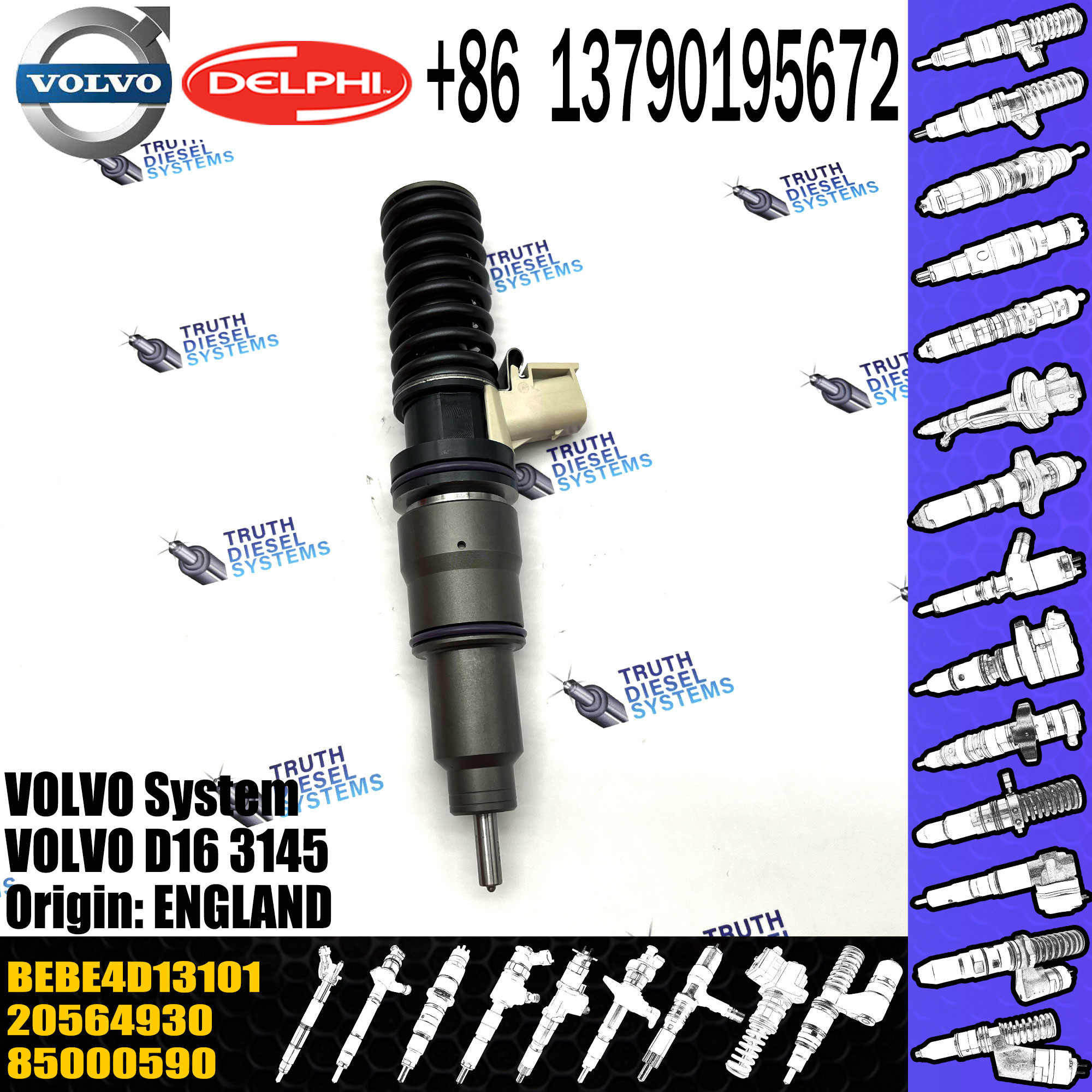 High Quality Diesel Fuel Injector 20564930 85000590 BEBE4D13101 For VOL D16 3145