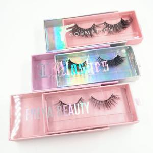 China Holographic Paper Flip Top Eyelash Magnetic Box With Ribbon Handle factory