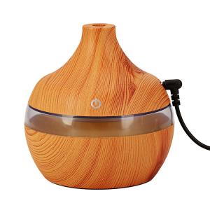 China Small Size 300ml Wood Grain Cool Mist Room Humidifier with Color Change LED Light factory