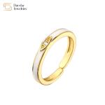 Brass 18k Colorful Enamel Women Diamond Rings Adjustable Narrow Stacking