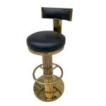 Kitchen Vintage Bar Stools With Backrest Golden Metal Round Base