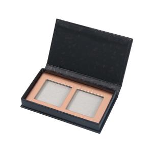 China Black Cardboard Eyeshadow Packaging Embossed Logo Baked Eyeshade Palette factory