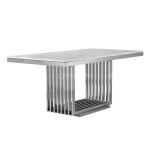 Width 39inch Stainless Steel Kitchen Table Set Artificial Marble Top Dining