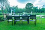 Black 11 Pieces Plastic Wood Modern Outdoor Garden Furniture Table Set 8-10