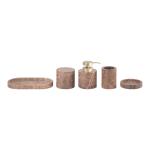 Nature Brown Marble Bathroom Set Round Marble Hand Soap Dispenser Bathroom