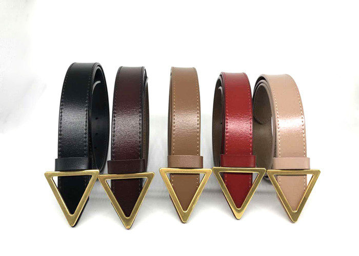 Triangle Plate Prong Buckle Ladies Cowhide Leather Belt