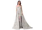 Ladies Off - Shoulder Vintage Evening Dresses Embroidered Lace For Wedding