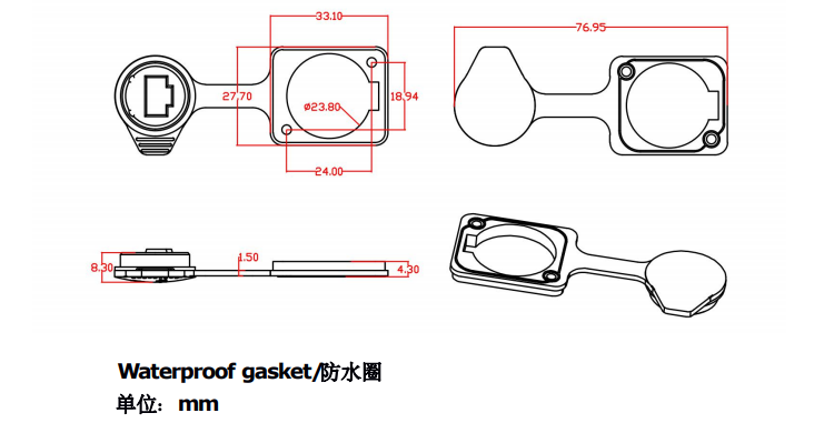 Rj45 Socket Outdoor 8 Pin Female Plug ethernet chassis connector CAT5\6