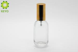 China Clear Boston Round Pump Bottles , 30ml Glass Liquid Foundation Containers factory