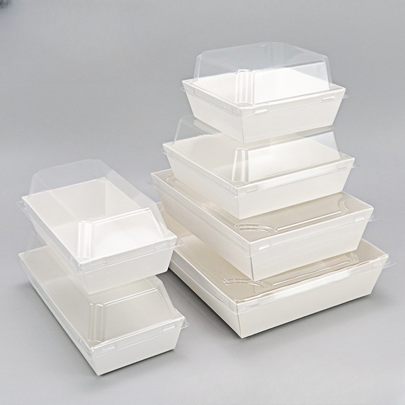 Customized Printing Biodegradable Matt Lamination Paper Salad Bowl Box With Lid