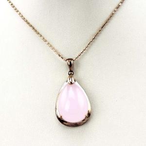 China 18k Rose Gold Plated Silver Bead ChainPink Cubic Zirconia Pendant Necklace (PSJ0216) factory