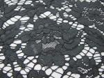 Black Nylon Corded Lace Fabric Floral Knitted Shrink-Resistant