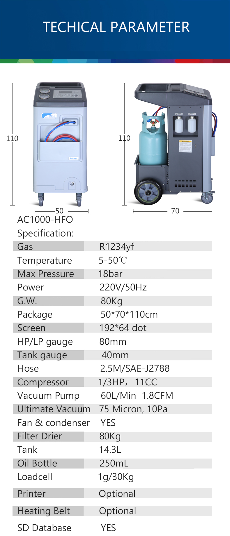 R1234yf Air Conditioning Refill Machine Car AC Freon Reclaimer Machine