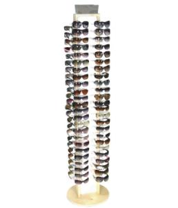 China Portable Rotating Display Rack , Movable Wood Sunglasses Display Rack factory