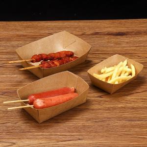 China Grade Oil-Proof Food Paper Tray Boat Kraft Paper Boxes for Fast Foods and Takeaway factory
