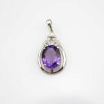 Sterling Silver Jewelry 9mmx11mm Oval Blue Topaz Cubic Zircon Pendant(PSJ0427)