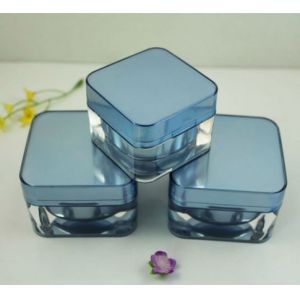 China 50g Blue Round Glass Cosmetic Cream Jars With Smooth Cap factory