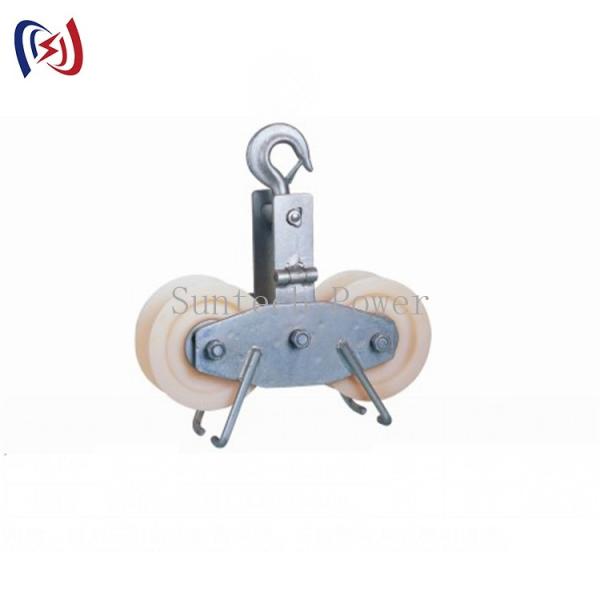 China Front And Rear Wheels Tandem Sheave Stringing Block Nylon Sheave Galvanized  Frame factory