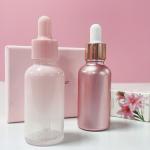 Round Luxury Serum Gradient Pink Glass Eye Dropper Bottle 5ml 10ml 15ml 30ml